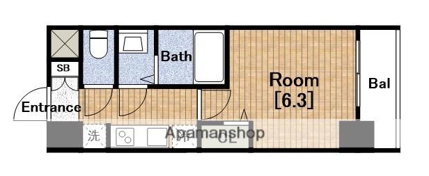 プレサンス谷町九丁目ディセオ(1K/4階)の間取り写真