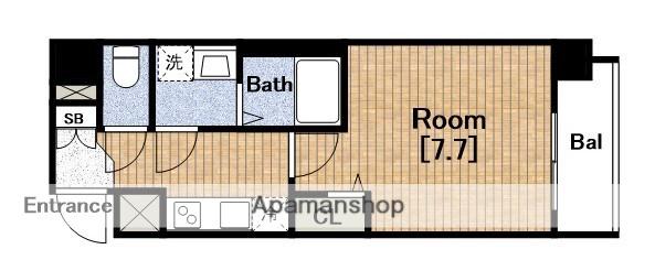 エグゼ上町台(1K/3階)の間取り写真