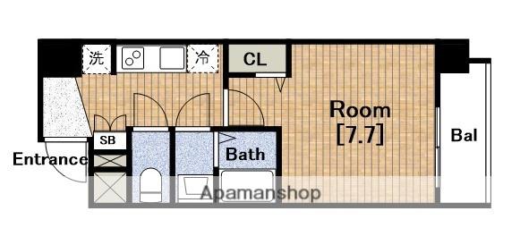 エグゼ上町台(1K/7階)の間取り写真