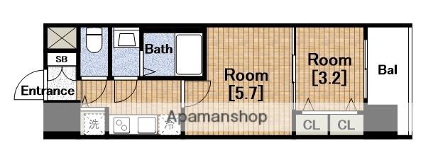 S-RESIDENCE日本橋QUALIER(2K/6階)の間取り写真