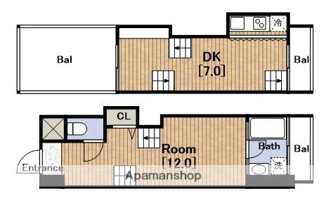 U RESIDENCE 弁天町是空弁天(1LDK/6階)の間取り写真