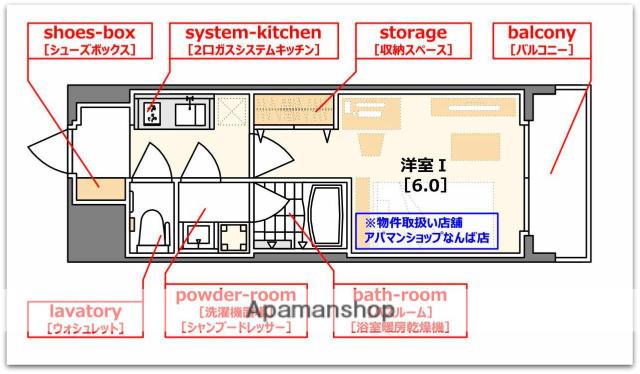 レオンコンフォート難波クレア(1K/4階)の間取り写真