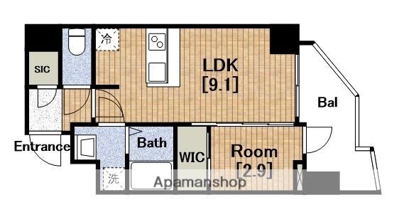 セレニテ難波プリエ(1LDK/7階)の間取り写真