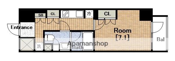 エスリードコート堺筋本町プレール・ドゥーク堺筋本町Q(1K/6階)の間取り写真