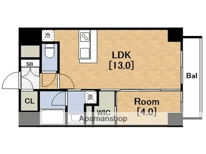 LEGALANDプラス難波南(1LDK/10階)の間取り写真