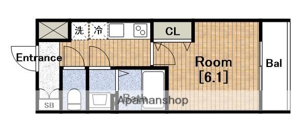 VITA弁天町(1K/6階)の間取り写真