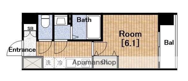 VITA弁天町(1K/4階)の間取り写真