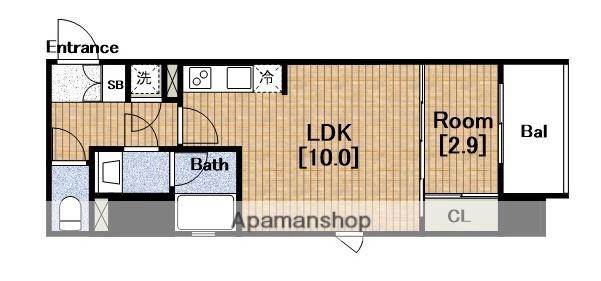 シーズンフラッツ阿波座(1LDK/4階)の間取り写真