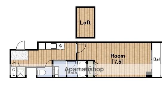 LAPLAN阿波座(1K/8階)の間取り写真