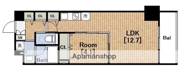 DIMUS北浜(1LDK/9階)の間取り写真