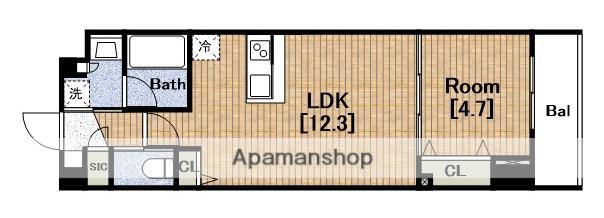 DIMUS北浜(1LDK/4階)の間取り写真