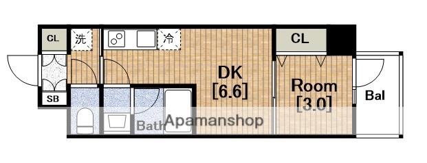 DIMUS北浜(1DK/5階)の間取り写真