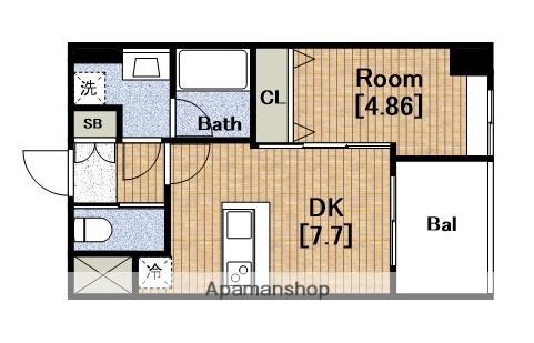 プレジオ難波ASIAN(1DK/14階)の間取り写真