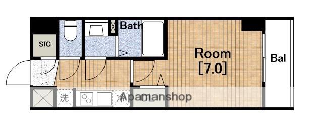 CITY LUX NAMBA サウス(1K/7階)の間取り写真