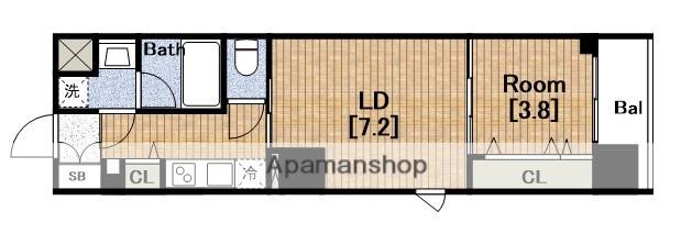 スプランディッド堀江(2K/4階)の間取り写真