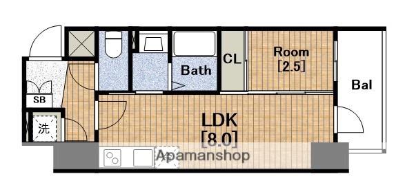 エスリードレジデンス本町パークフロント(1LDK/13階)の間取り写真