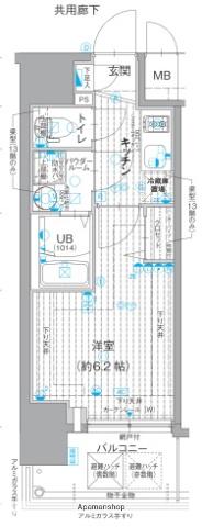 エスリード難波ザ・プレミア(1K/6階)の間取り写真