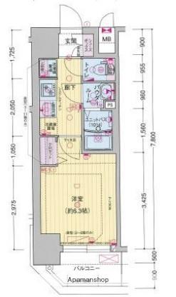 プレサンス DOMECITY コレーレ(1K/7階)の間取り写真