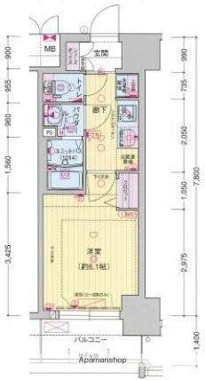 プレサンス DOMECITY コレーレ(1K/9階)の間取り写真