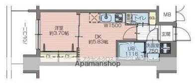 プレジオ難波(1DK/12階)の間取り写真