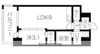 ミラージュパレス難波グランツ(1LDK/2階)の間取り写真