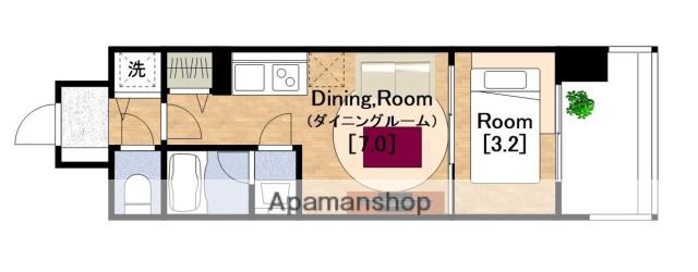 リヴェント難波サウス(1DK/6階)の間取り写真