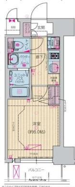 プレサンス四天王寺前夕陽ヶ丘ヴィリード(1K/12階)の間取り写真