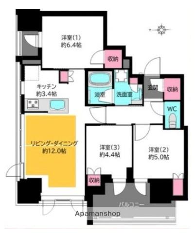 ジオタワー堺筋本町(3LDK/3階)の間取り写真