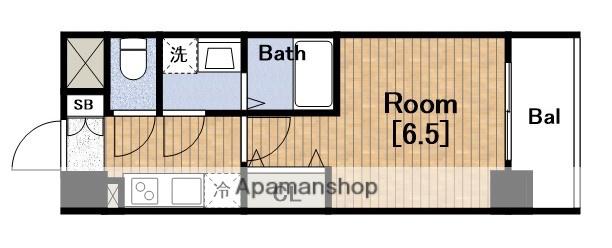 ワールドアイ難波CITY GATE(1K/2階)の間取り写真