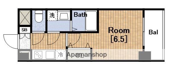 ワールドアイ難波CITY GATE(1K/4階)の間取り写真