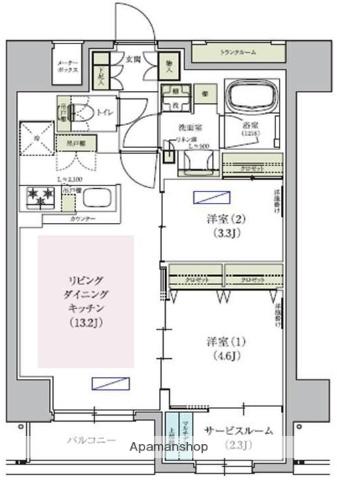 アーバネックス天満橋サウス(2SLDK/11階)の間取り写真