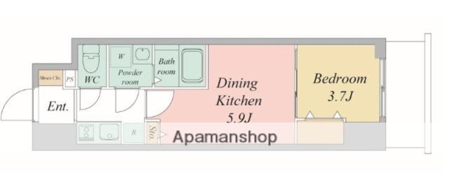 エスリードレジデンス大阪谷町THE・MARKS(2K/4階)の間取り写真