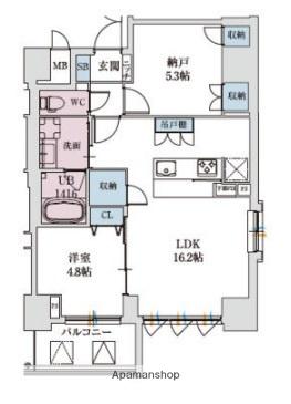 スプランディッド上本町ウエスト(2LDK/8階)の間取り写真