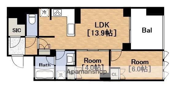 グランドメゾン北堀江レジデンス(2LDK/10階)の間取り写真