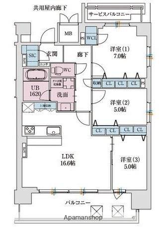 スプランディッド本町グランスプランディッド本町東DUE(2LDK/17階)の間取り写真
