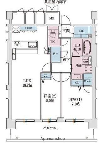 スプランディッド本町グランスプランディッド本町東DUE(2LDK/19階)の間取り写真