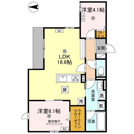 グランディーユ平野西(2LDK/1階)の間取り写真