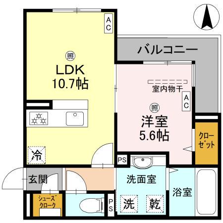 パサログランデ背戸口(1LDK/2階)の間取り写真