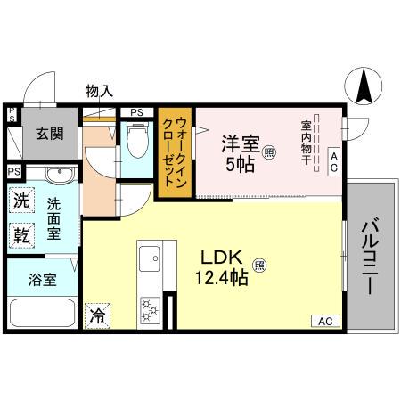パサログランデ背戸口(1LDK/2階)の間取り写真