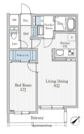 モクシオン大阪ベイ(1LDK/2階)の間取り写真