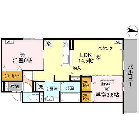 D-RESIDENCE墨江(2LDK/2階)の間取り写真