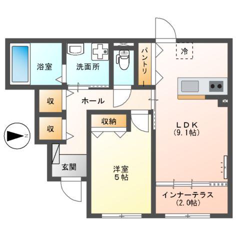 東成区玉津3丁目アパート工事(1LDK/1階)の間取り写真