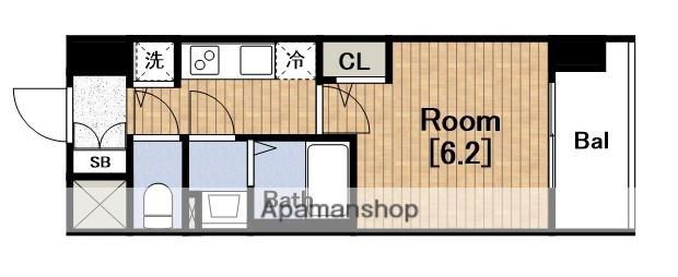 ESLEAD大阪EVOLVE(1K/14階)の間取り写真