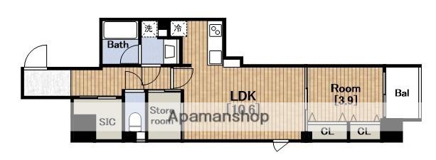 URBANEX堺筋本町(1SLDK/9階)の間取り写真