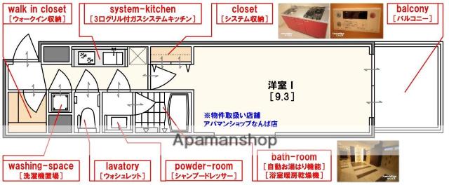 LA DOUCEUR心斎橋(1K/13階)の間取り写真