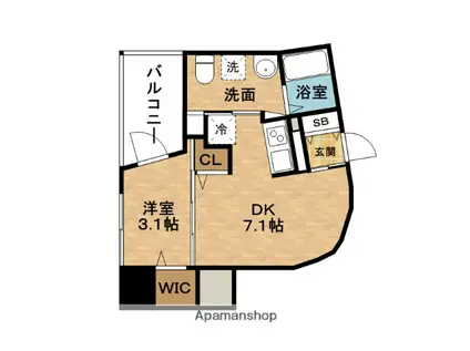 アドバンス西梅田Ⅳエール(1DK/10階)の間取り写真