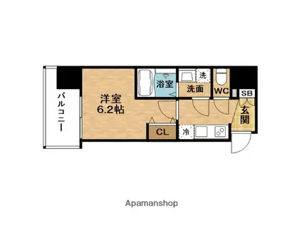 コンフォリア新梅田(1K/13階)の間取り写真