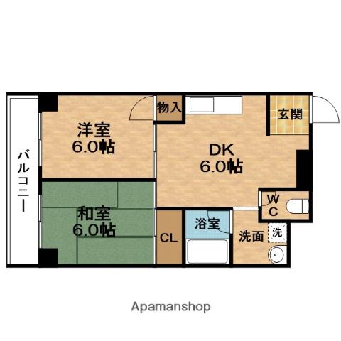 レジデンスカノウ(2DK/2階)の間取り写真