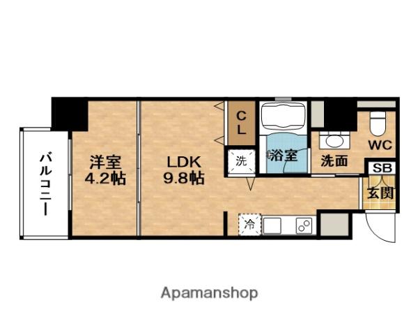 クリスタルブライト天満橋・リバーサイド(1LDK/9階)の間取り写真
