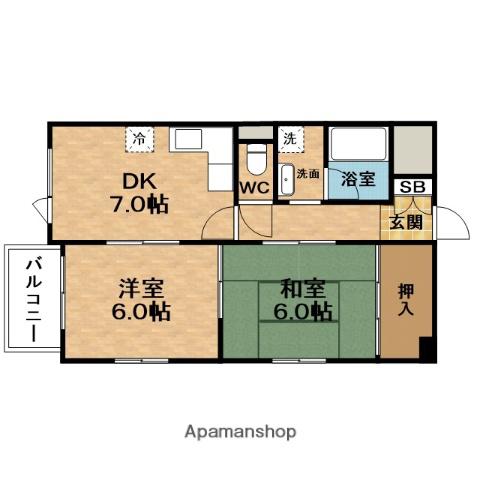 クレストⅠ(2DK/3階)の間取り写真